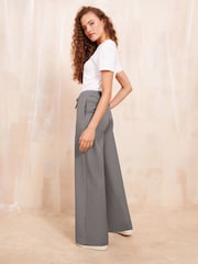 Friends Like These Grey Wide Leg Drawstring Tie Waist Trousers - Image 4 of 4