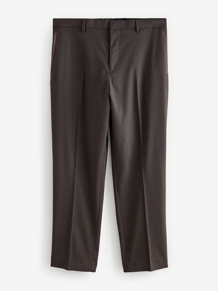 Brun - Coupe ajustée Tuxedo Pantalon de costume - Image 2 of 8