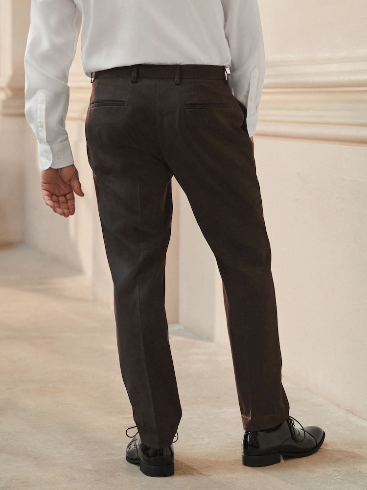 Brun - Coupe ajustée Tuxedo Pantalon de costume - Image 3 of 8
