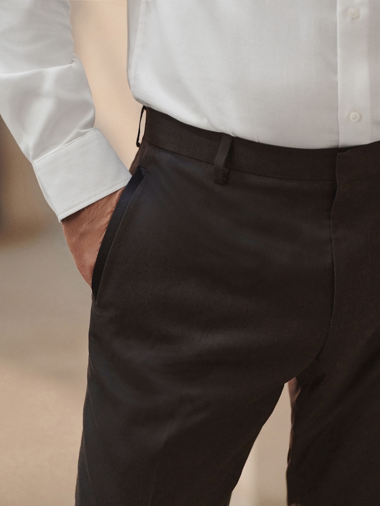 Brun - Coupe ajustée Tuxedo Pantalon de costume - Image 4 of 8