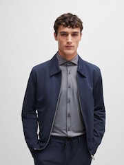 BOSS Blue Slim-Fit Shirt In Structured Performance-Stretch Fabric - Image 4 of 6