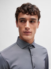 BOSS Blue Slim-Fit Shirt In Structured Performance-Stretch Fabric - Image 5 of 6