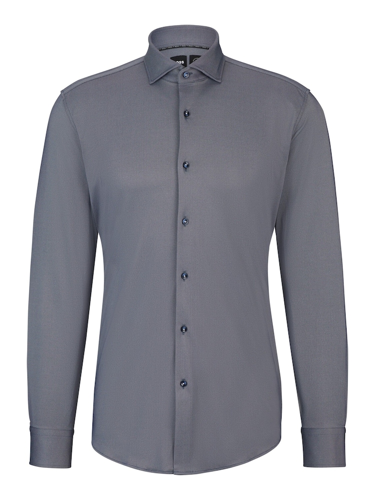 BOSS Blue Slim-Fit Shirt In Structured Performance-Stretch Fabric - Image 6 of 6