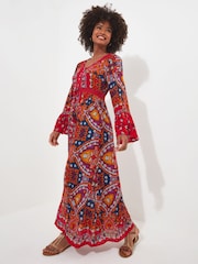 Joe Browns Red Petite Boho Tiered Sleeve Maxi Dress - Image 1 of 5