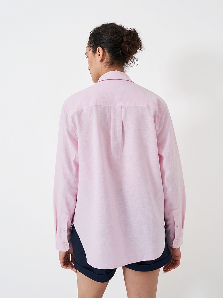 Crew Clothing Pink Linen Blend Shirt - Image 2 of 4