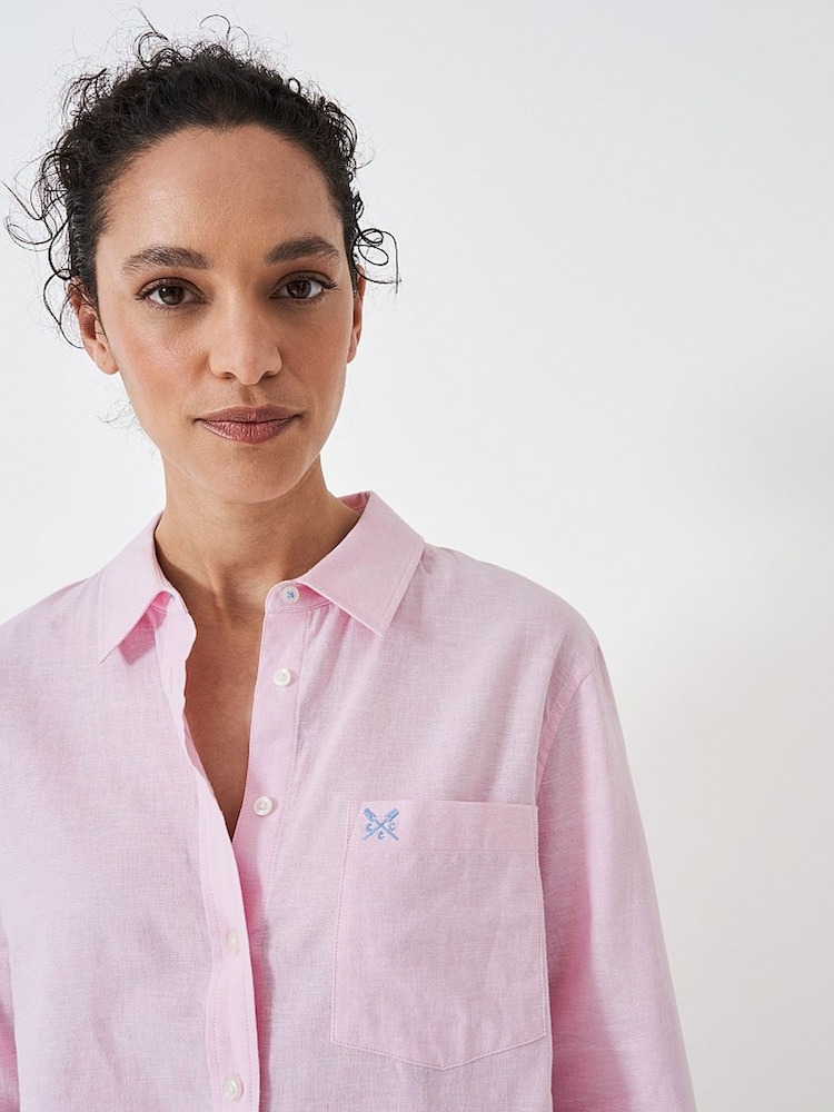 Crew Clothing Pink Linen Blend Shirt - Image 4 of 4