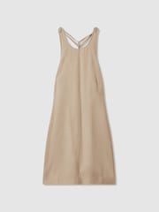 Reiss Neutral Cecily Wool Strappy Tie Back Mini Dress - Image 2 of 5