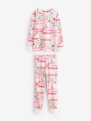 White/Pink Typography 100% Cotton Christmas Pyjamas (9mths-16yrs) - Image 5 of 8