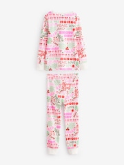 White/Pink Typography 100% Cotton Christmas Pyjamas (9mths-16yrs) - Image 6 of 8
