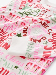 White/Pink Typography 100% Cotton Christmas Pyjamas (9mths-16yrs) - Image 7 of 8