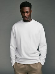 Bleu marine/blanc/pierre - Coupe décontractée à manches longues lourde 100% coton T-Chemises 3 Lot - Image 3 de 12