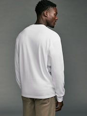 Bleu marine/blanc/pierre - Coupe décontractée à manches longues lourde 100% coton T-Chemises 3 Lot - Image 4 de 12