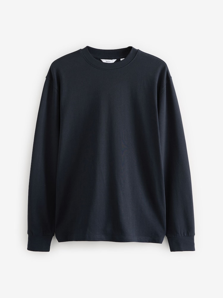 Bleu marine/blanc/pierre - Coupe décontractée à manches longues lourde 100% coton T-Chemises 3 Lot - Image 9 of 12