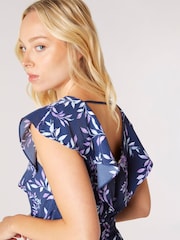 Apricot Blue Ruffle Wrap Leaf Palazzo Jumpsuit - Image 5 of 5