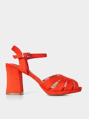 Joe Browns Orange Strappy Peep Toe Block Heeled Sandals - Image 1 of 4