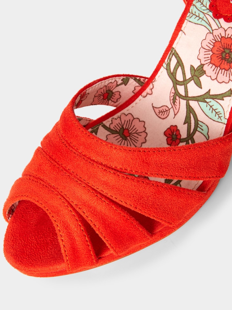 Joe Browns Orange Strappy Peep Toe Block Heeled Sandals - Image 4 of 4