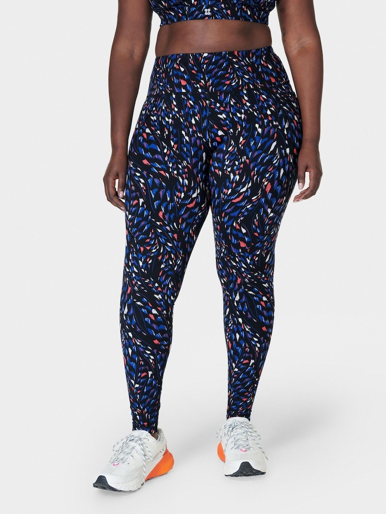 Sweaty Betty Black Coral Texture Print Full Length Power Workout Leggings - Image 1 of 8