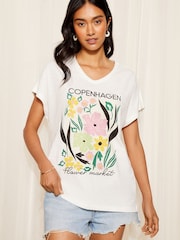 Friends Like These Ivory White Short Sleeve Slub Logo Tunic T-Shirt - Image 1 of 4