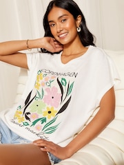Friends Like These Ivory White Short Sleeve Slub Logo Tunic T-Shirt - Image 3 of 4