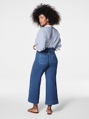 SPANXshape™ Every Wear Cropped Wide Leg Jeans with Patch Pockets, Washed Blue - Image 2 of 6