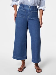 SPANXshape™ Every Wear Cropped Wide Leg Jeans with Patch Pockets, Washed Blue - Image 4 of 6