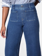 SPANXshape™ Every Wear Cropped Wide Leg Jeans with Patch Pockets, Washed Blue - Image 5 of 6