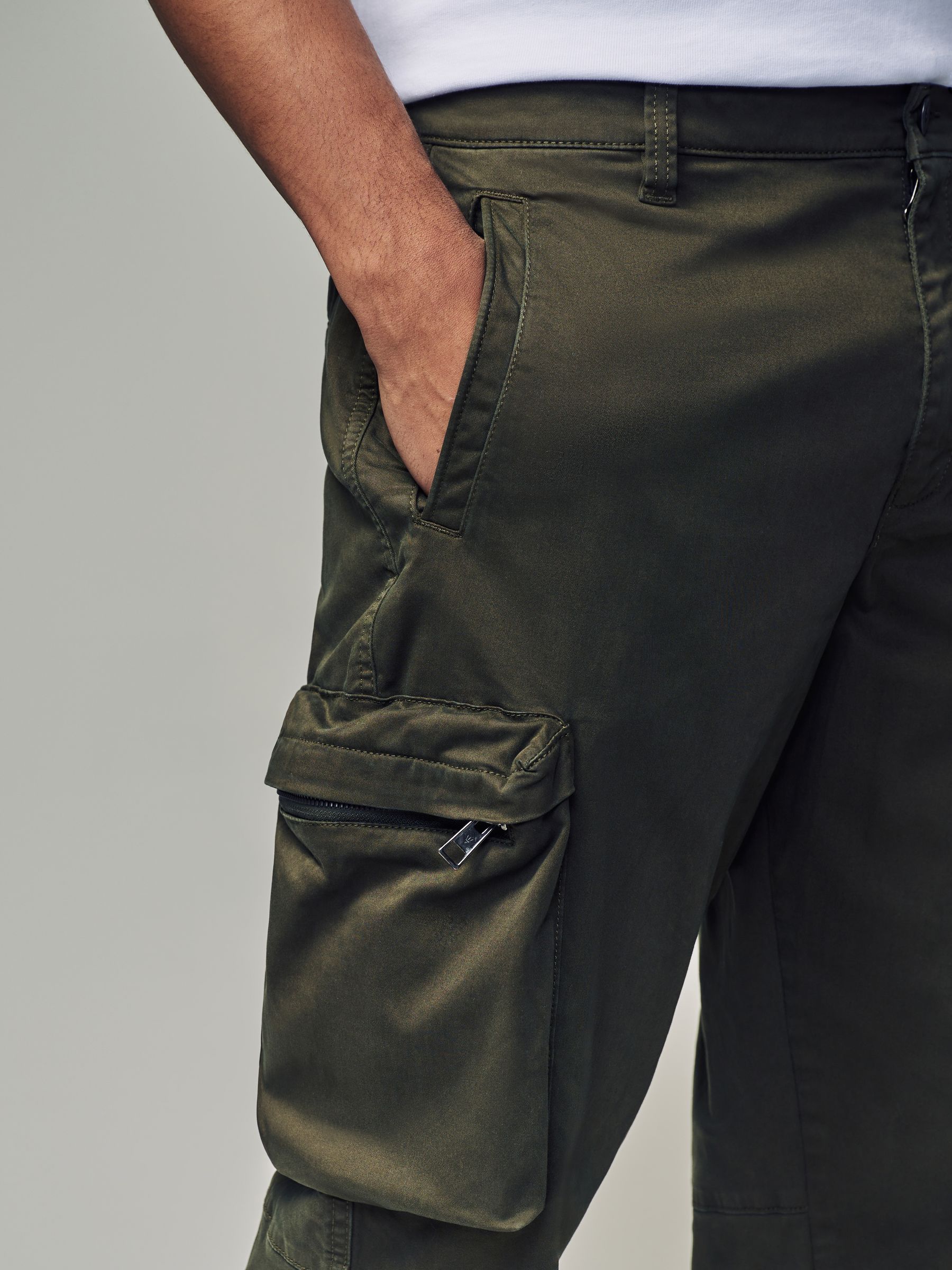 Buy Khaki Green Regular Fit Soft Touch Utility Cargo