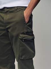 Khaki Green Regular Fit Soft Touch Utility Cargo Trousers - Image 5 of 11