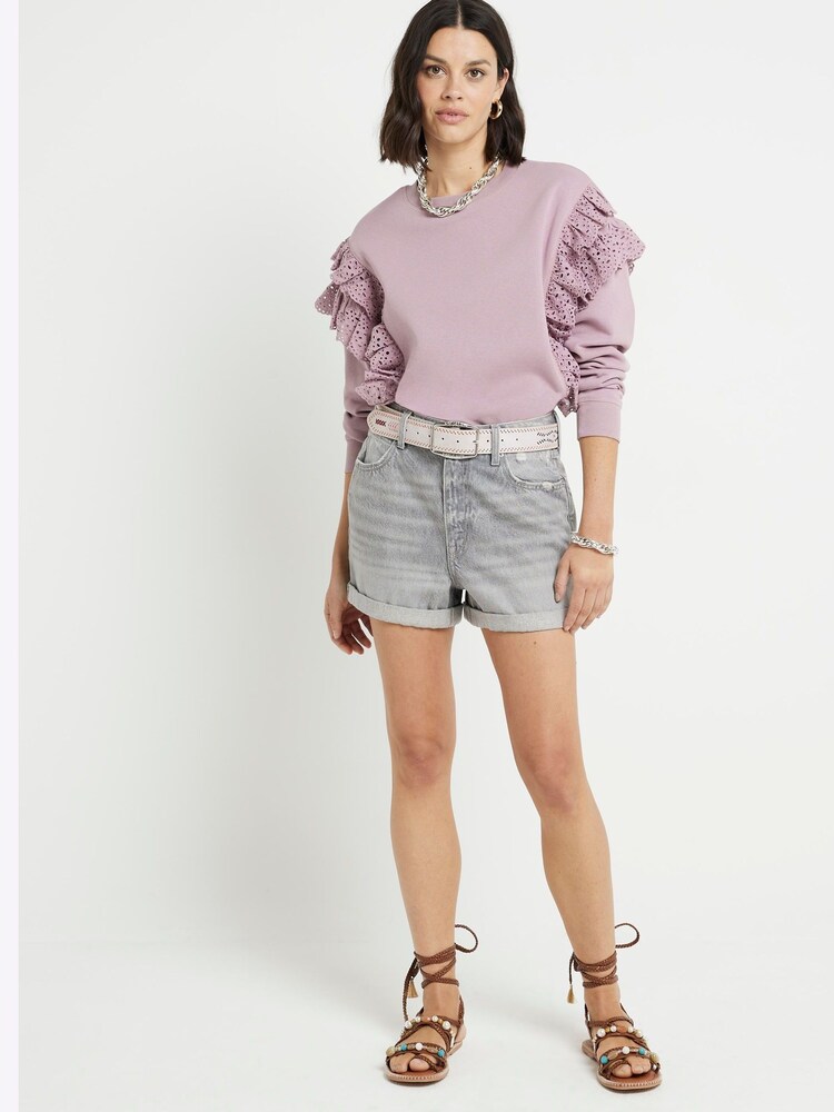 River Island Pink Broderie Frill Sweatshirt - Image 2 of 4