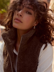 Brown Faux Fur Heavy Zip Through Gilet - Image 3 of 9
