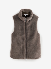 Brown Faux Fur Heavy Zip Through Gilet - Image 6 of 9