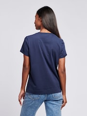 U.S. Polo Assn. Blue Womens Crew Neck Double Horsemen T-Shirt - Image 2 of 6