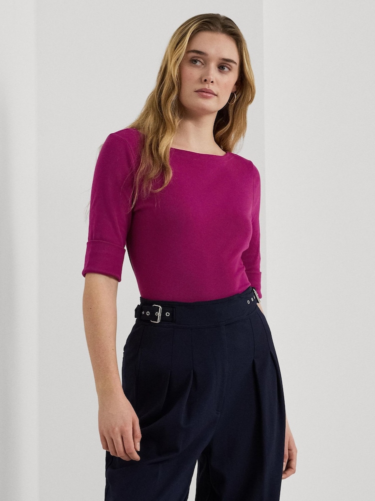 Пурпурный - Ralph Lauren хлопковые футболки с вырезом лодочкой Lauren Judy - Изображение 1 из 9
