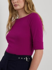 Пурпурный - Ralph Lauren хлопковые футболки с вырезом лодочкой Lauren Judy - Изображение 5 из 9