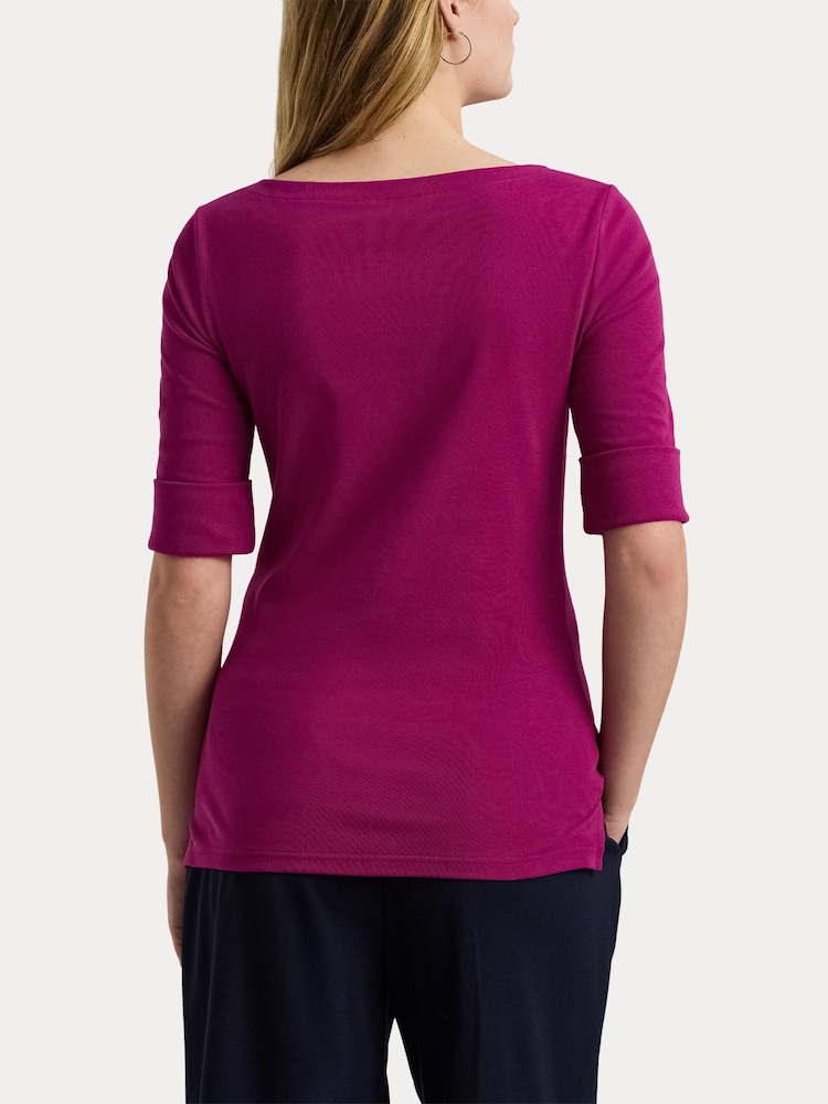 Lauren Ralph Lauren Judy Stretch Cotton Boatneck Top - Image 6 of 9