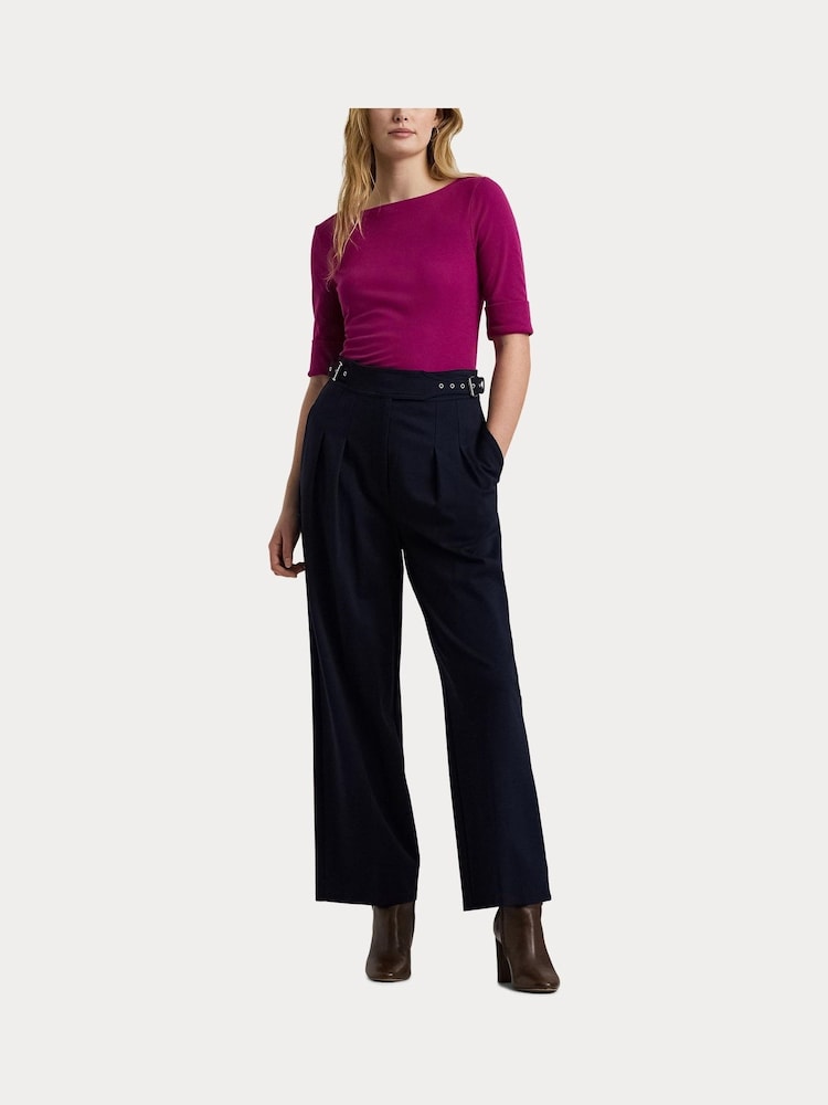 Lauren Ralph Lauren Judy Stretch Cotton Boatneck Top - Image 8 of 9