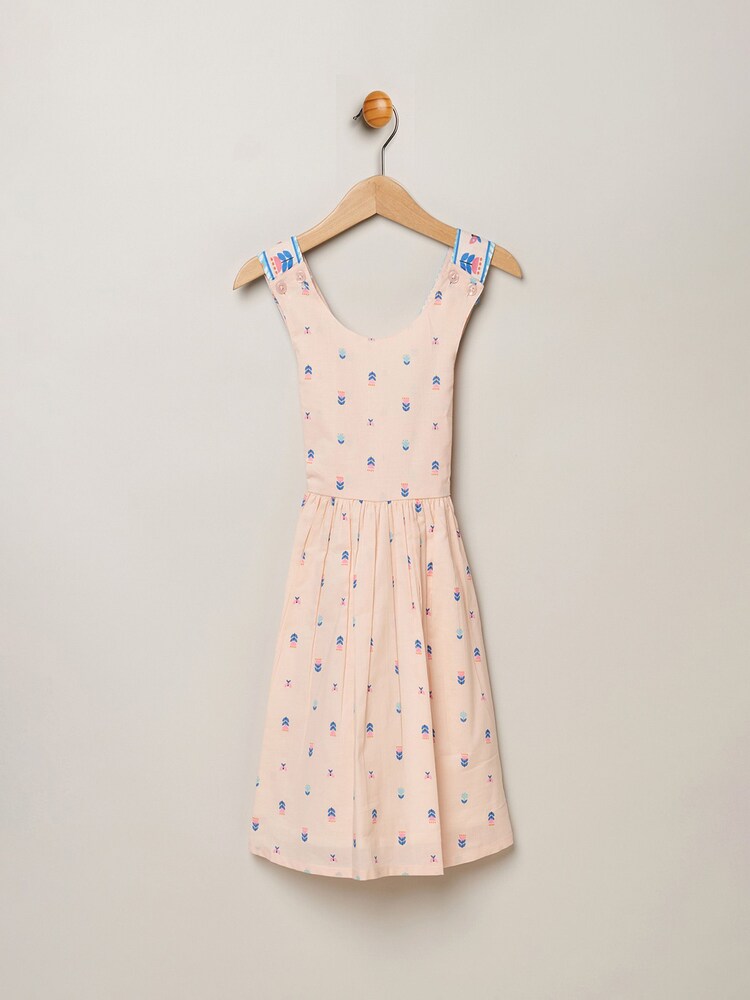 Miss Pink 100% Cotton Skater Dress With Cross-Over Straps - Image 1 of 3