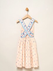 Miss Pink 100% Cotton Skater Dress With Cross-Over Straps - Image 2 of 3