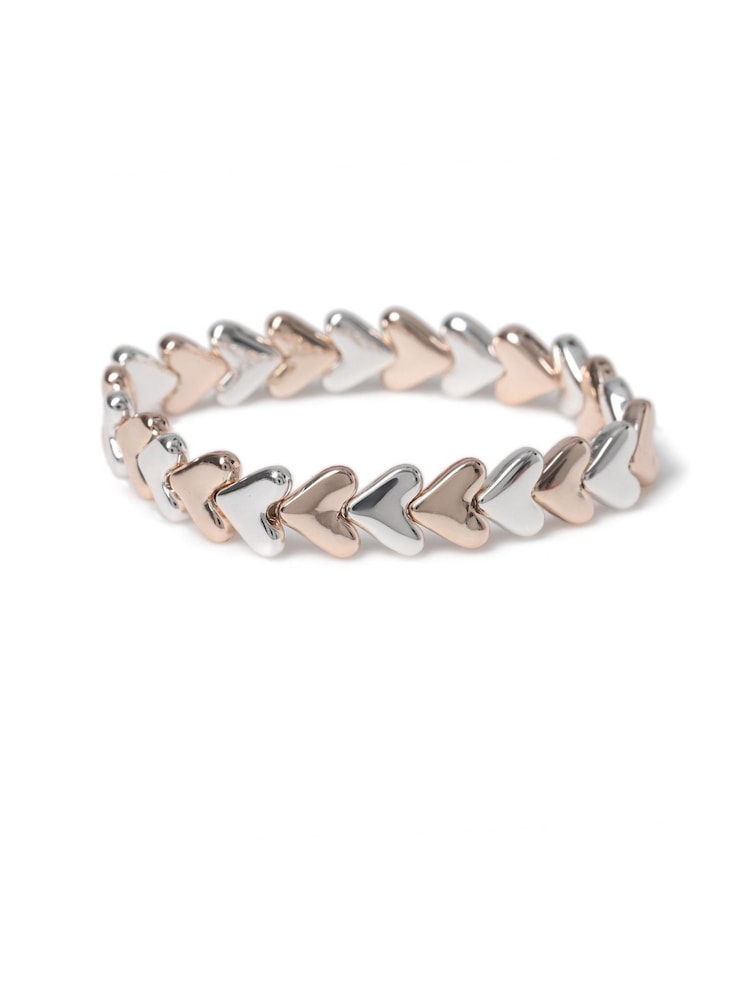 Aela Silver Tone Heart Stretch Bracelet - Image 1 of 2