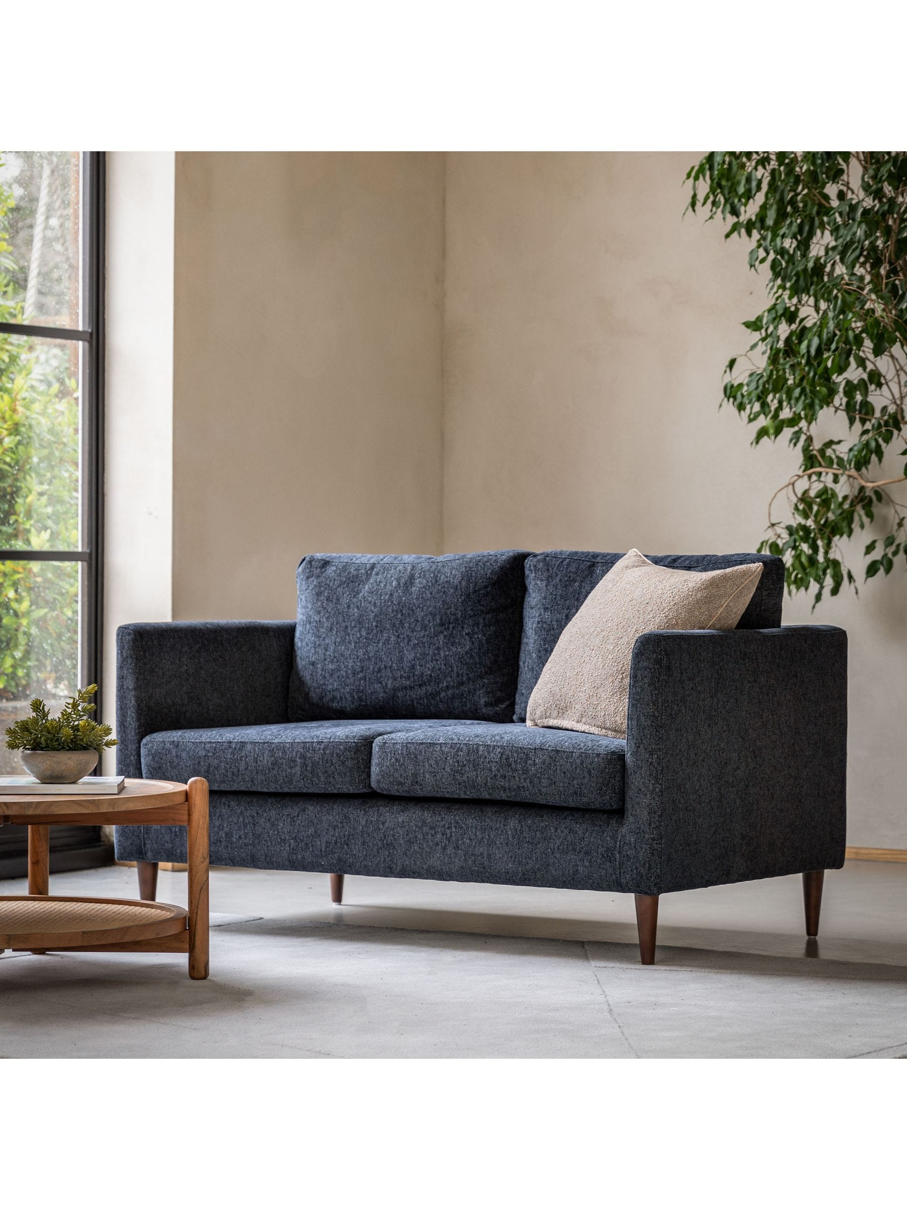 Gallery Oxnard 2 Seater Sofa - Charcoal Grey - Contemporary Design - Deep Cushions - Turned Wooden Legs - Image 3