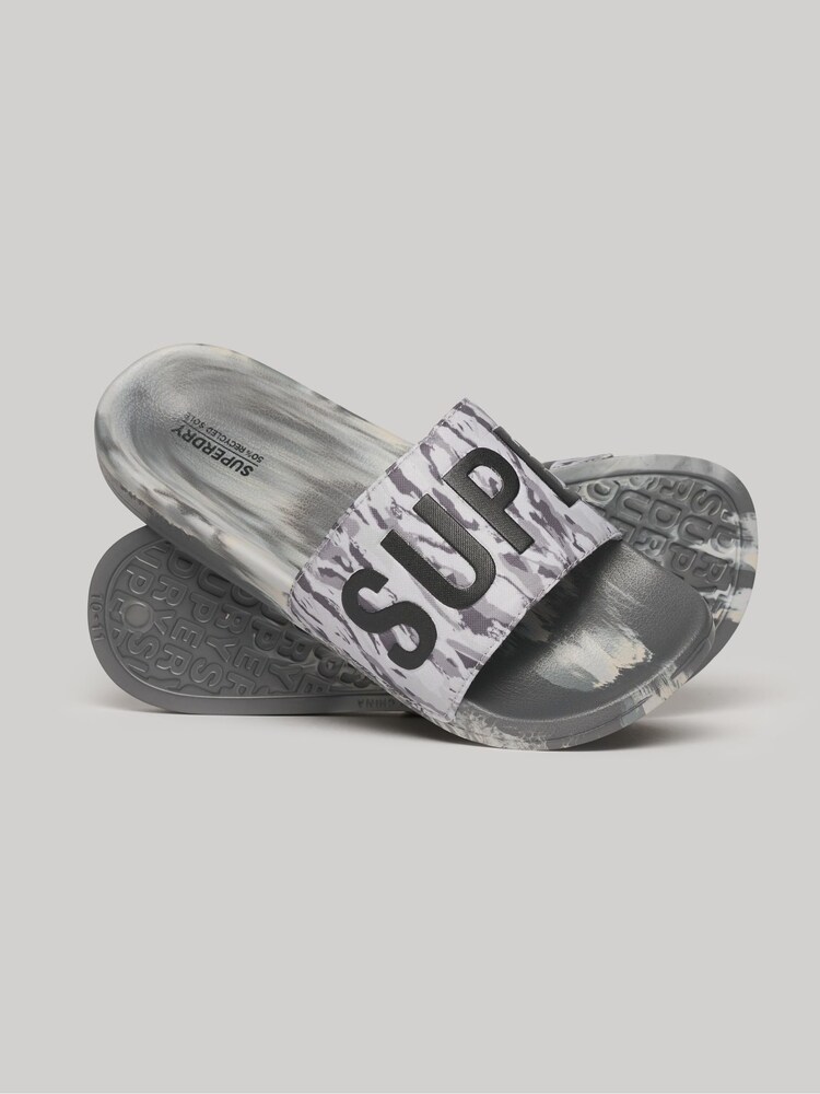 Superdry Grey Vegan Camo Pool Sliders - Image 1 of 4