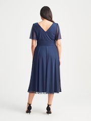 Scarlett & Jo Blue Light Victoria Angel Sleeve Mesh Midi long Dress - Image 4 of 4