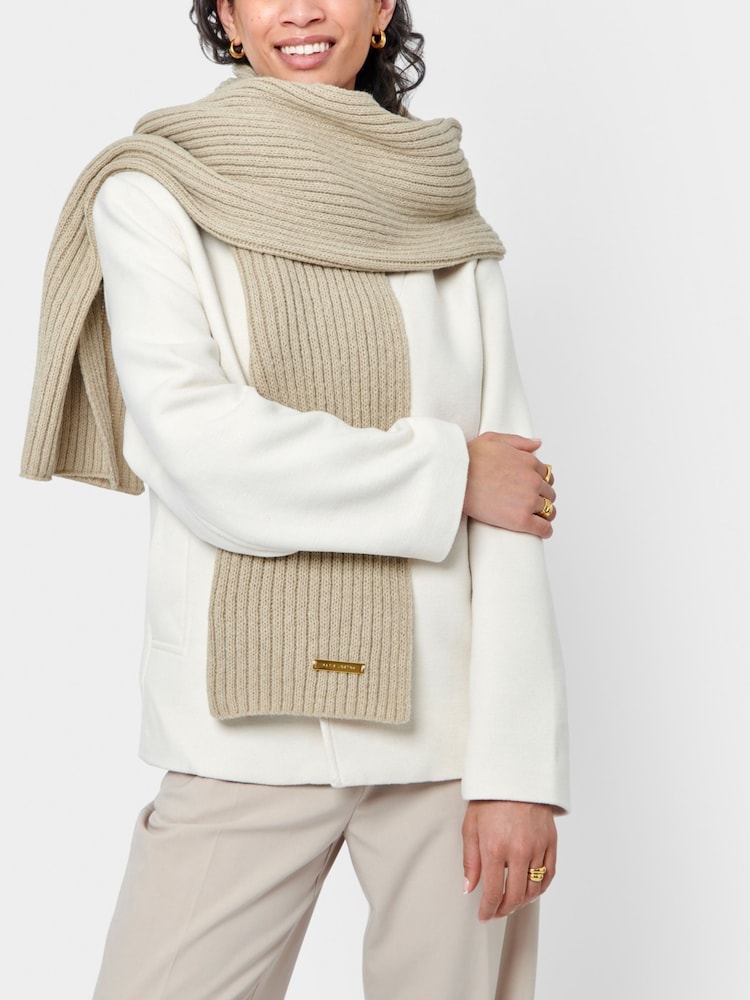 Katie Loxton Brown Knitted Scarf - Image 1 of 3 Katie Loxton Brown Knitted Scarf - Image 1 of 3