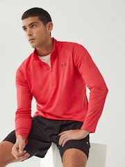 Under Armour Red Tech Textured Quarter Zip Sweatshirt - Image 2 of 7