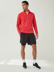 Under Armour Red Tech Textured Quarter Zip Sweatshirt - Image 3 of 7