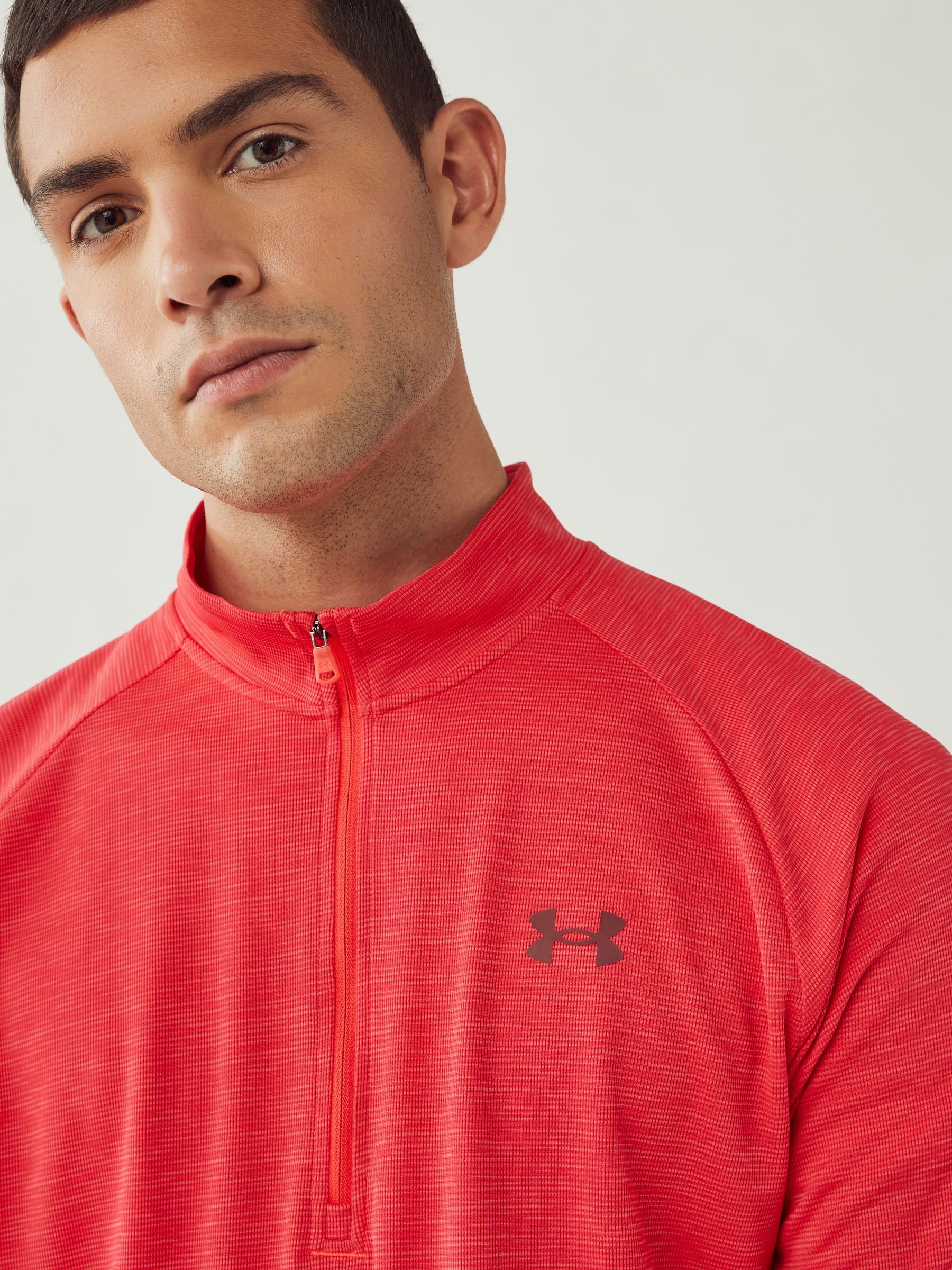 ウェア ths-53 Buy Under Armour Red Tech Textured Quarter Zip Sweatshirt