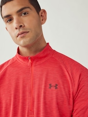 Under Armour Red Tech Textured Quarter Zip Sweatshirt - Image 5 of 7