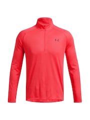 Under Armour Red Tech Textured Quarter Zip Sweatshirt - Image 6 of 7
