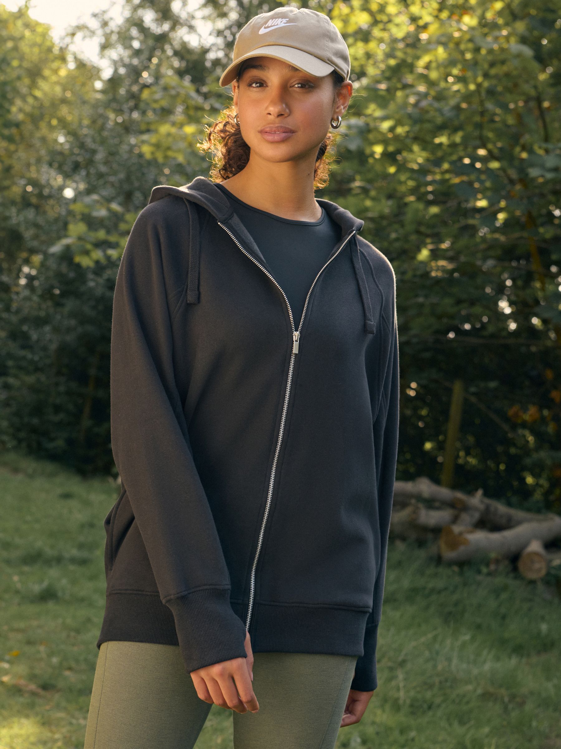 Buy Black Active Soft Touch Longline Zip Up Hoodie from the Next UK online shop