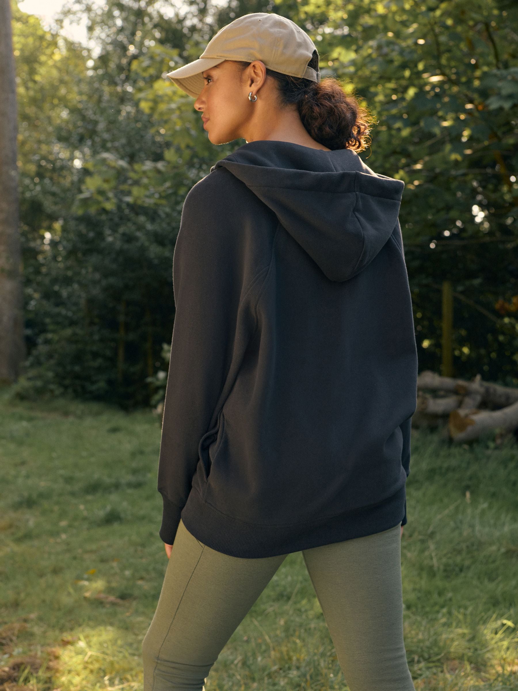 Buy Black Active Soft Touch Longline Zip Up Hoodie from Next USA